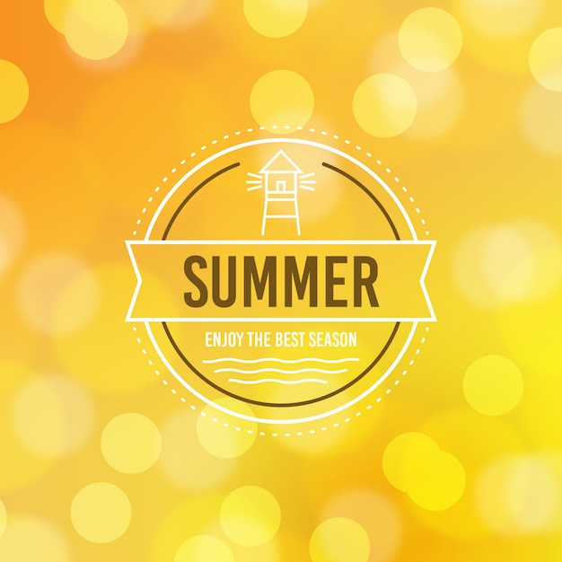 Vector gratuito hola mensaje de verano con imagen borrosa