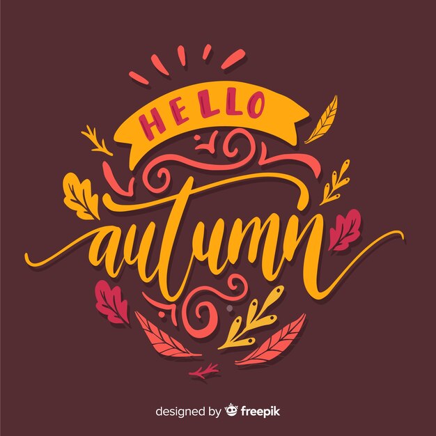 Hola otoño estilo caligráfico de fondo