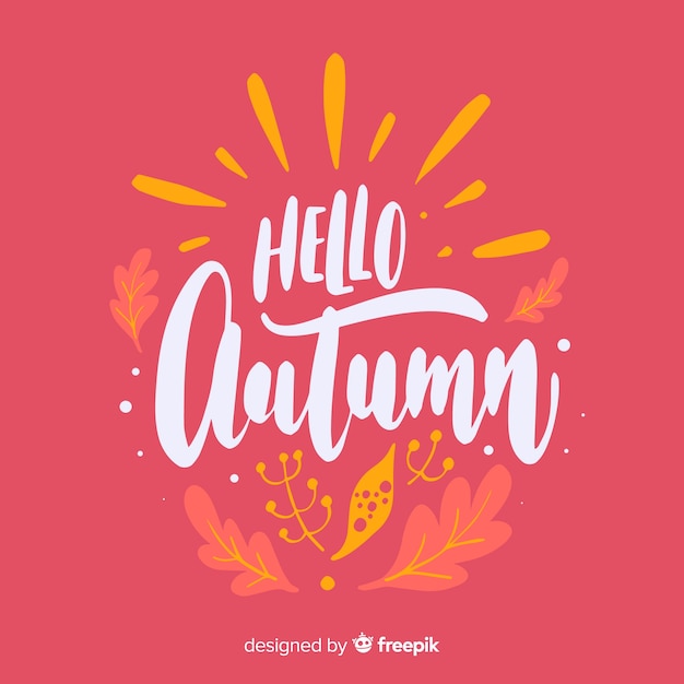 Vector gratuito hola otoño estilo caligráfico de fondo