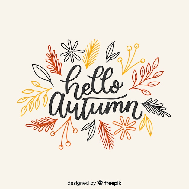 Hola otoño fondo estilo caligráfico