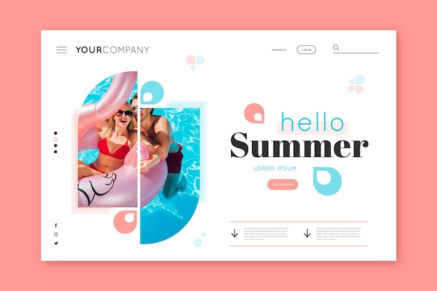 Vector gratuito hola página de aterrizaje de verano con mujeres en la piscina