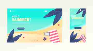 Vector gratuito hola página de aterrizaje de verano