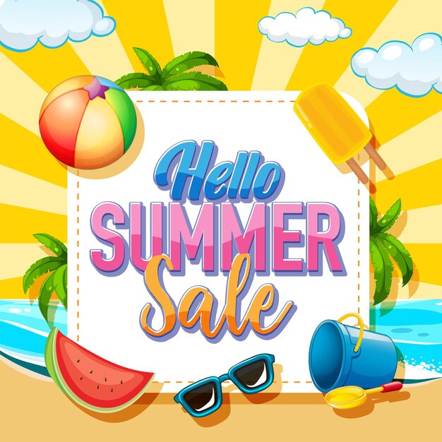 Hola plantilla de banner de rebajas de verano
