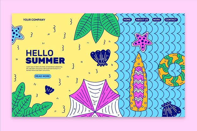 Hola plantilla de página de aterrizaje de verano