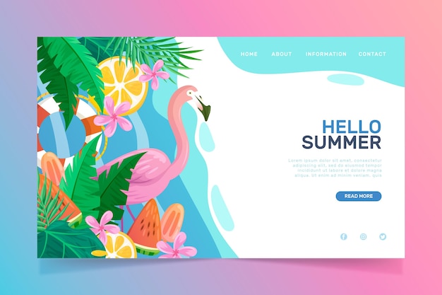 Hola plantilla de página de aterrizaje de verano