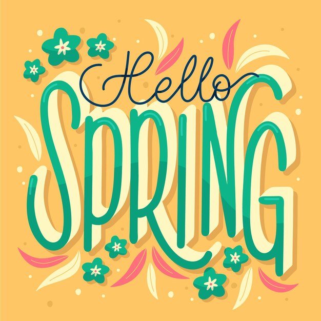 Hola primavera dibujada a mano