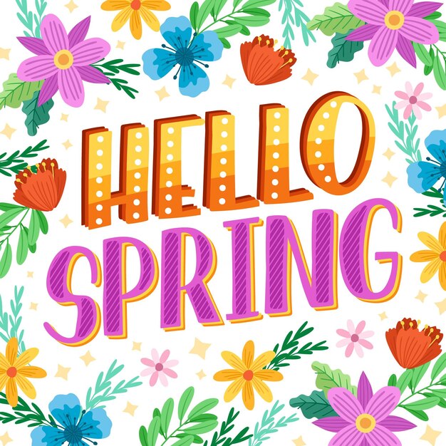 Hola primavera dibujada a mano