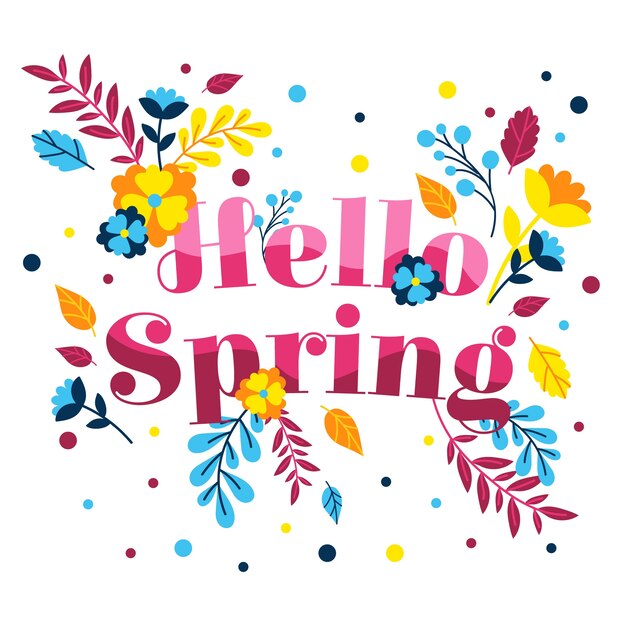 Hola primavera con hojas coloridas