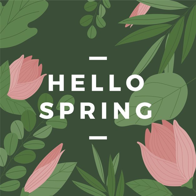 Hola primavera con tulipanes