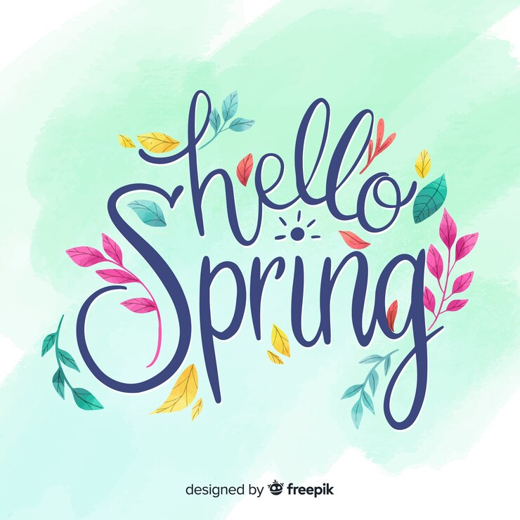 Vector gratuito hola spring lettering