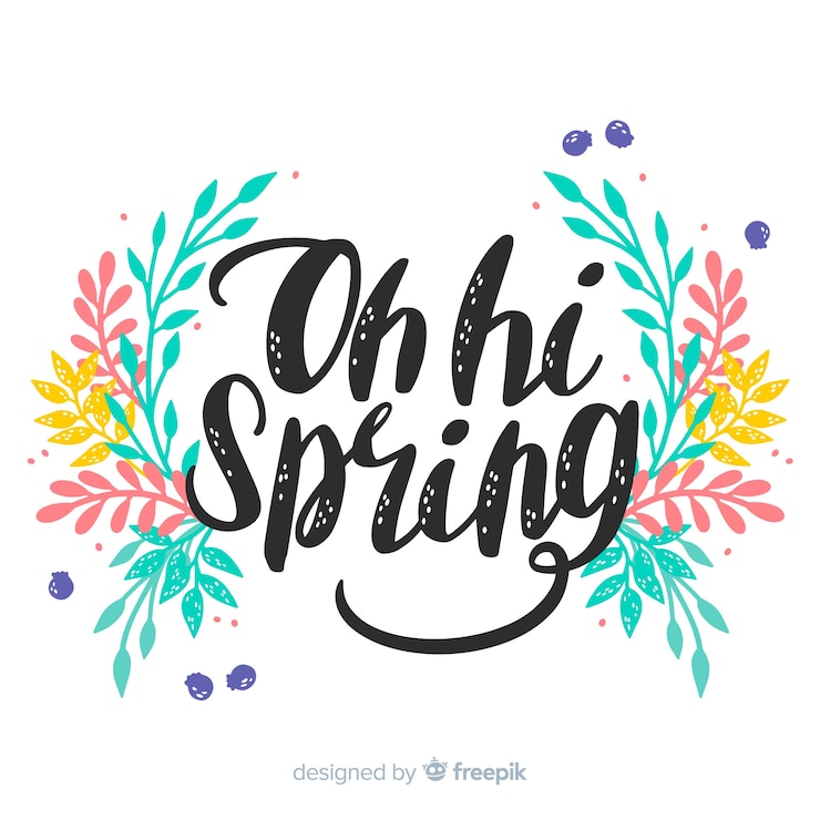 Vector gratuito hola spring lettering