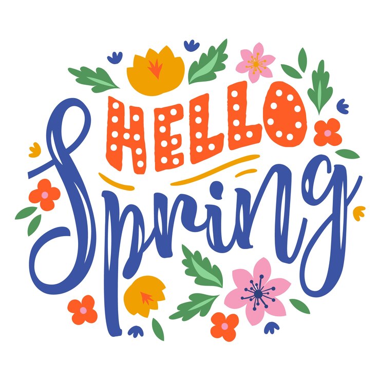 Vector gratuito hola spring lettering