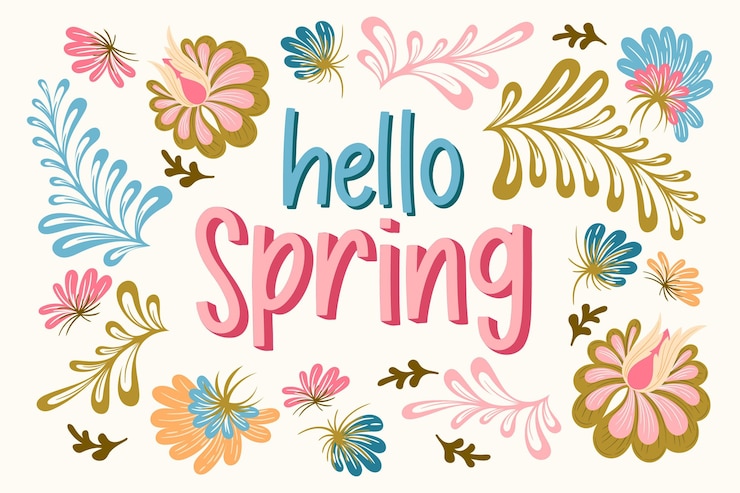 Vector gratuito hola spring lettering