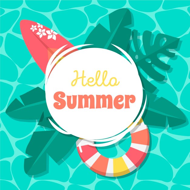 Hola verano en diseño plano
