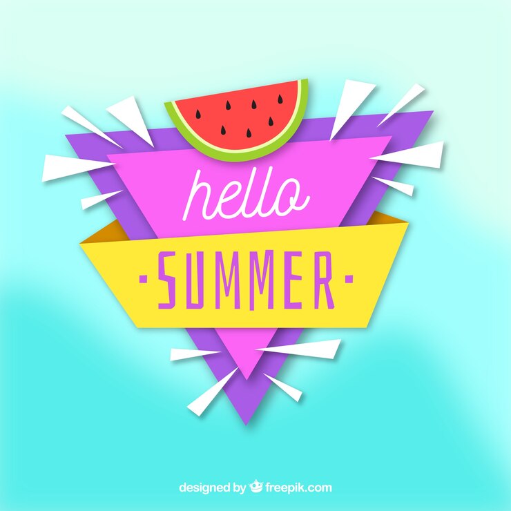 Vector gratuito hola verano con fondo borroso