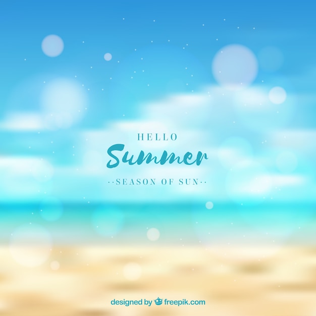 Hola verano con fondo desenfocado