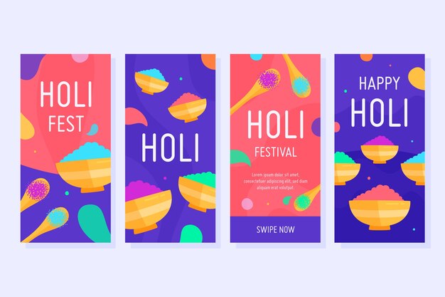 Holi festival colección de historias de instagram