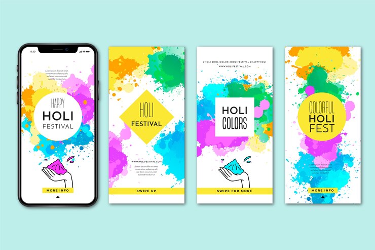 Vector gratuito holi festival instagram post collection