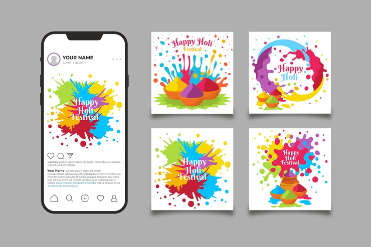 Vector gratuito holi festival instagram post collection