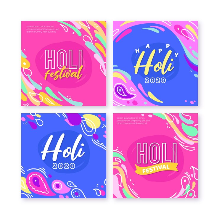 Vector gratuito holi festival instagram post collection