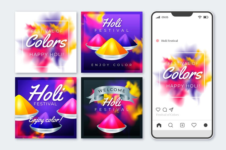 Vector gratuito holi festival instagram posts