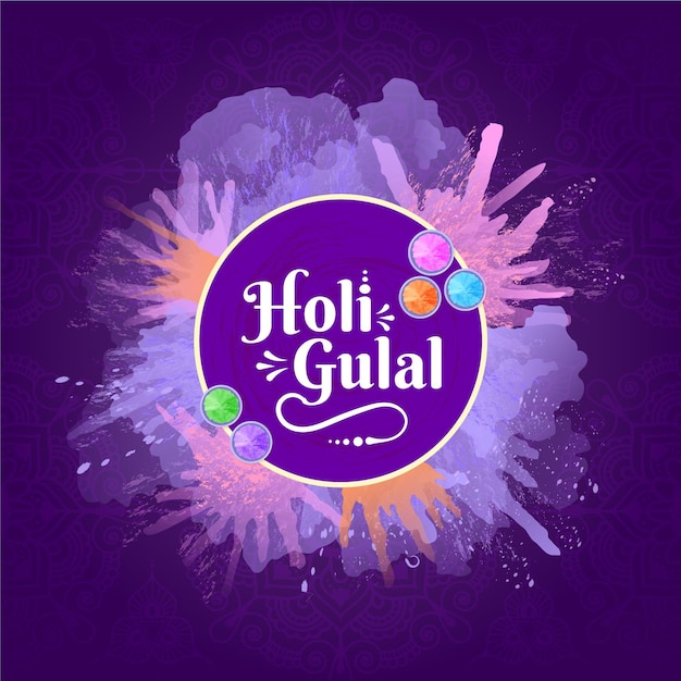 Holi gulal dibujado a mano