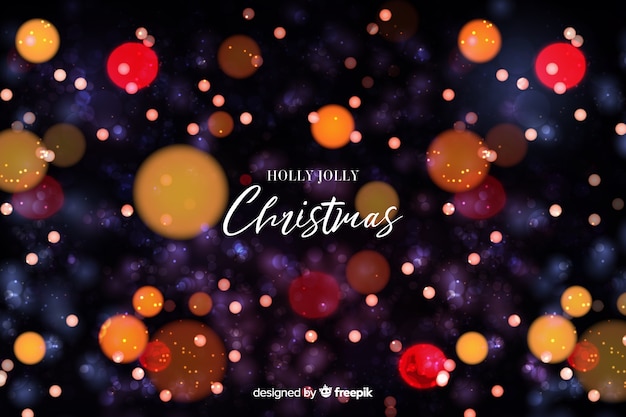 Vector gratuito holly jolly fondo de navidad bokeh