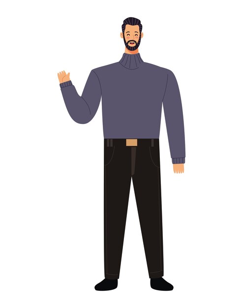 hombre adulto barbudo de pie icono aislado
