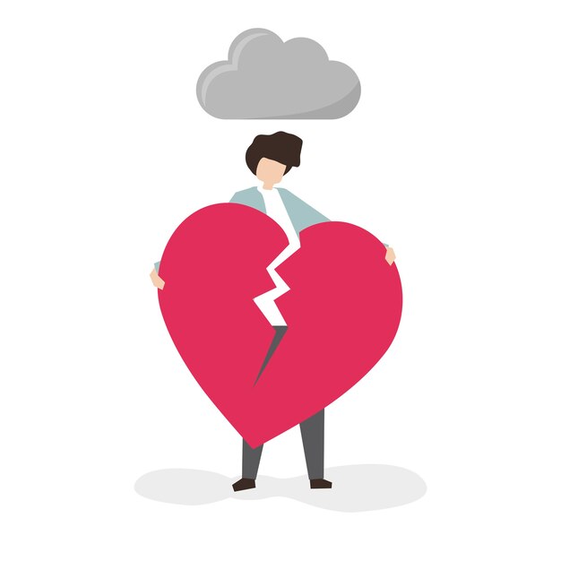 Hombre aferrado a un corazón roto