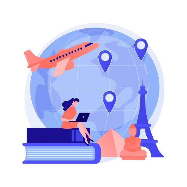 Hombre de aventura de vacaciones. Turismo internacional, recorrido turístico mundial, programa de intercambio de estudiantes