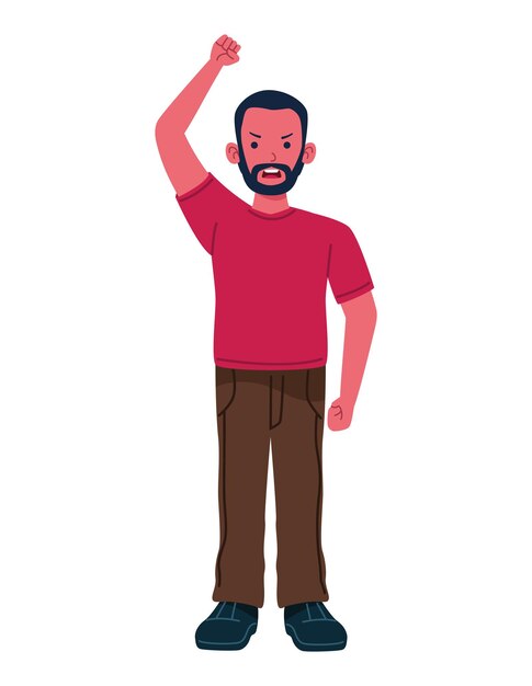 Hombre de barba activista con banner icono aislado