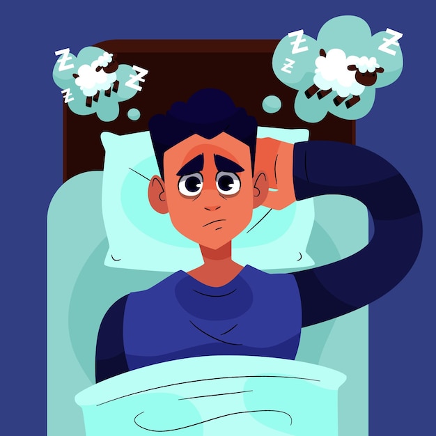 Hombre cansado tratando de dormir