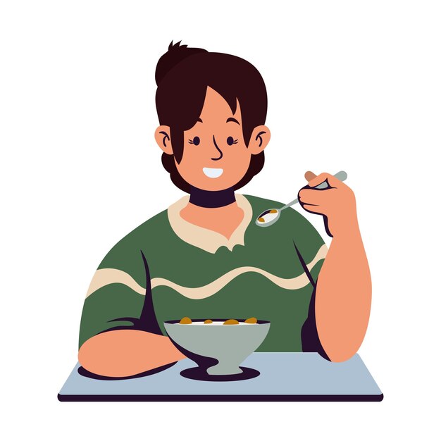 hombre comiendo ilustración de cereal aislado