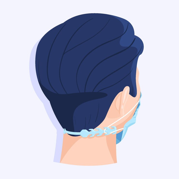 Vector gratuito hombre dibujado con una correa de mascarilla ajustable