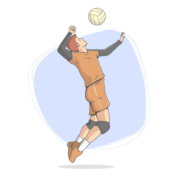 Vector gratuito hombre dibujado a mano jugando voleibol ilustración