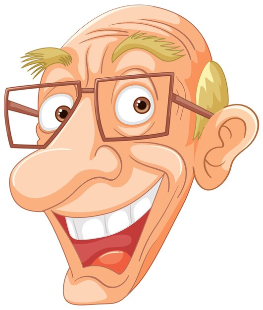 Hombre de dibujos animados alegre con gafas