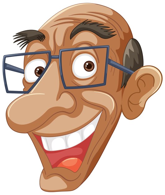 Hombre de dibujos animados alegre con gafas