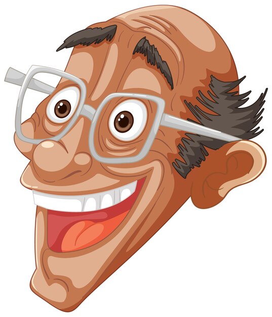 Hombre de dibujos animados alegre con gafas