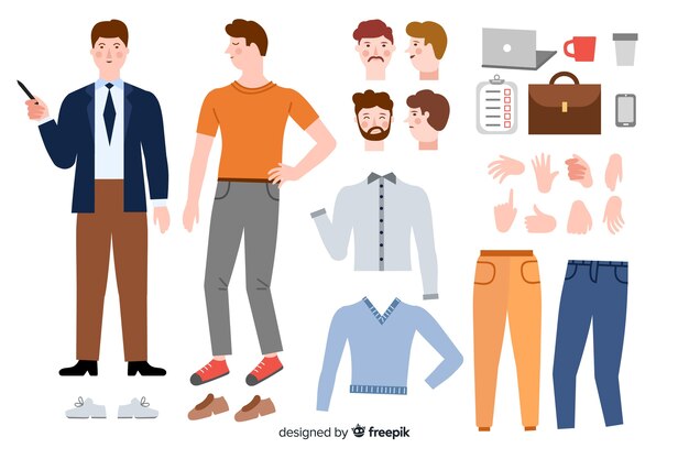 Hombre dibujos animados para diseño en movimiento