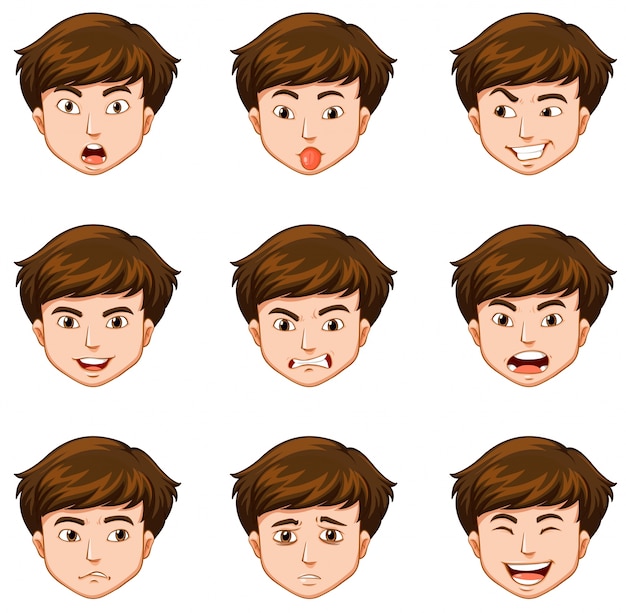 Hombre con diferentes expresiones faciales