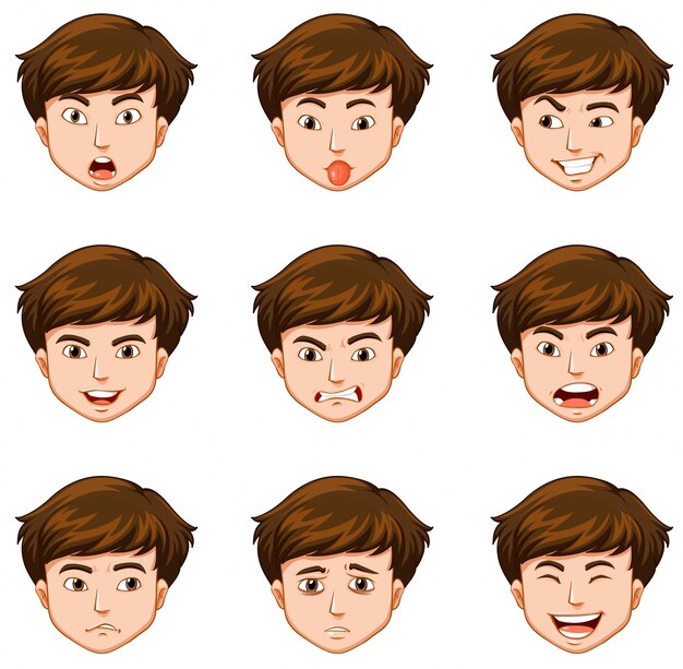Hombre con diferentes expresiones faciales
