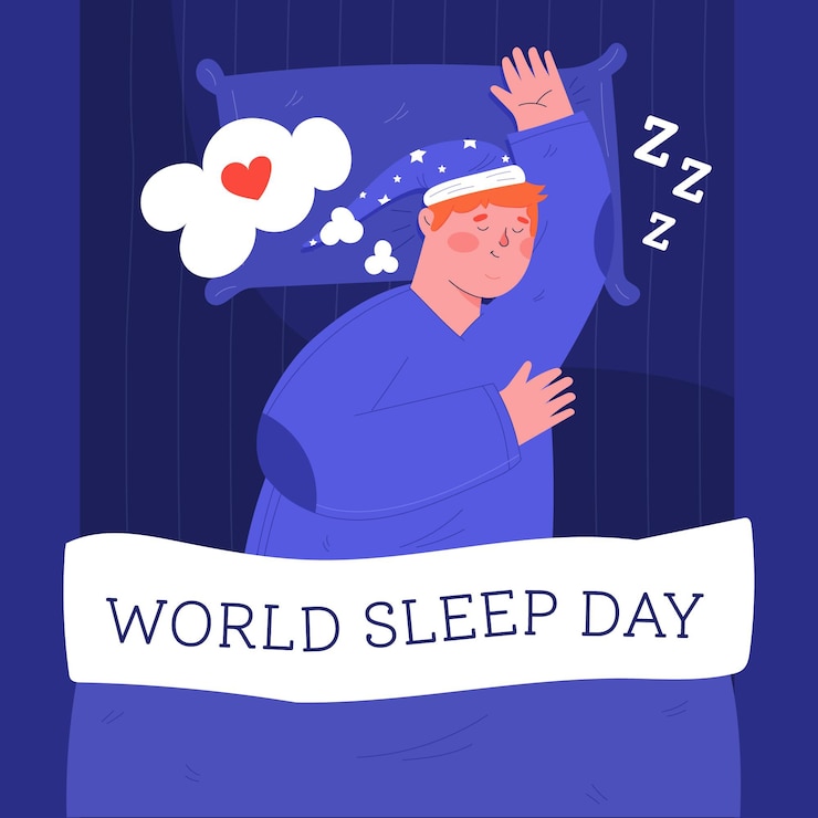 Vector gratuito hombre durmiendo día del sueño mundial