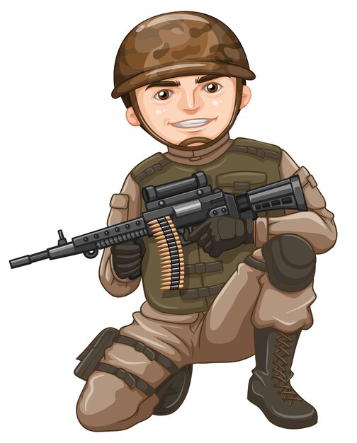 hombre, en, ejército, uniforme, blanco, plano de fondo
