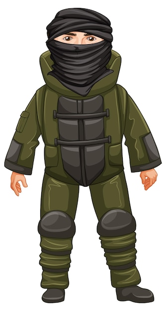 Vector gratuito hombre, en, ejército, uniforme, blanco, plano de fondo