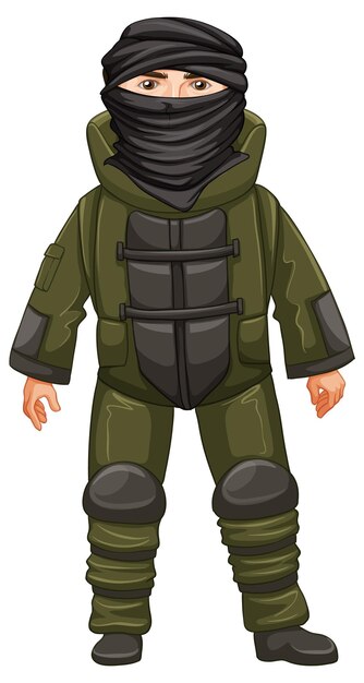hombre, en, ejército, uniforme, blanco, plano de fondo