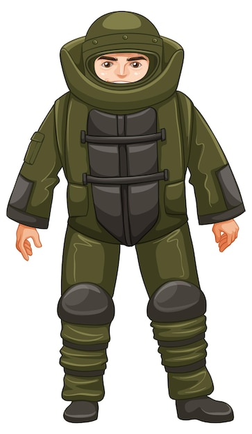 Vector gratuito hombre, en, ejército, uniforme, blanco, plano de fondo