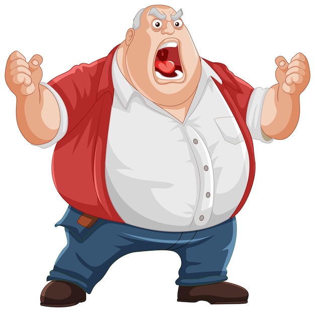 El hombre enojado gritando Ilustración de dibujos animados