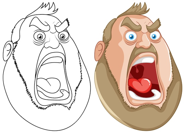 El hombre enojado gritando Ilustración vectorial