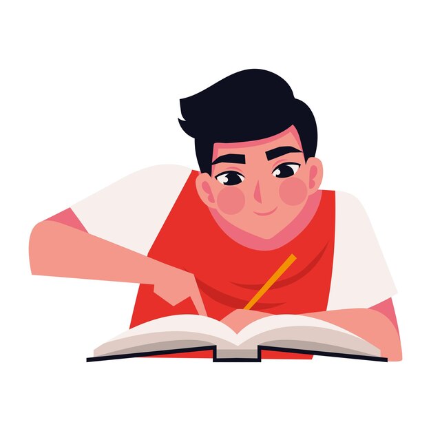hombre escribiendo en una ilustración de papel aislado