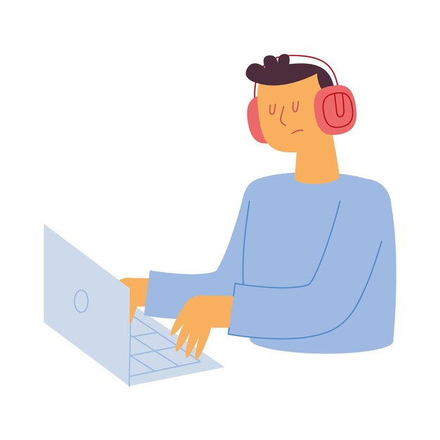 hombre estudiando en la computadora portátil